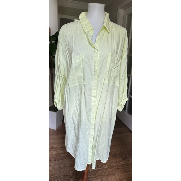 Young Fabulous & Broke Tops - NWT Linen/Rayon Young Fabulous & Broke Lime Yellow Button Down Tunic Dress Sz M